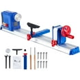 thumbnail image 1 of Mescukay 10" x 24" Benchtop Wood Lathe Machine, 0.8 HP 600W Wood Lathe Machine, Infinitely Variable Speed 800-3000 RPM, Wood Turning Lathe with Wrench & 3 Chisels for Woodworking, 1 of 7
