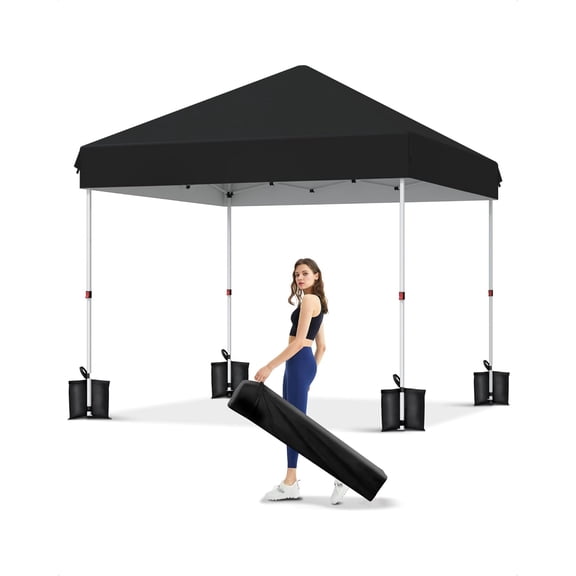 Mescukay 10x10 FT Outdoor Canopy Tent with 3 Adjustable Height, Pop Up Tent Easy Set Up Canopy with 4 Sandbags & Carrying Bag for Camping, Party, Outdoor Event