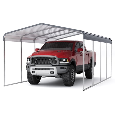 Mescukay 12x20 FT Heavy Duty Metal Carport, Shelter with Galvanized Metal Roof and Updated Frame, Car Canopy Garage for Cars, Pickup, Boats and Tractors
