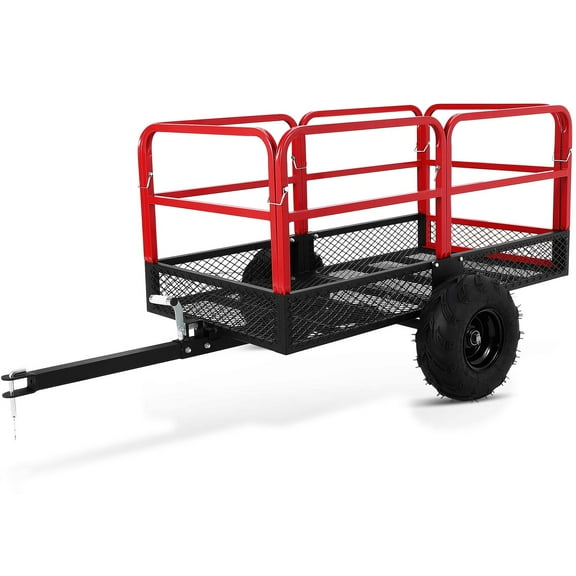 Mescukay 1500 lbs Heavy Duty ATV Trailer, Tow Behind Lawn Dump Cart, 22 Cu.Ft. Steel Garden Utility Trailers, Yard Wagon Cart with 2 Wheels for Lawn Mower Tractor ATV UTV