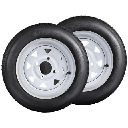 Mescukay 2 Pack 4.80-12 Trailer Tires with 4 Lug, 4.80x12 480-12 4.80-12 Trailer Tires with 12'' Rims, 4 Lug on 4'', Load Range C, 6PR