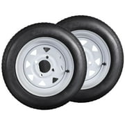 Mescukay 2 Pack 4.80-12 Trailer Tires with 4 Lug, 4.80x12 480-12 4.80-12 Trailer Tires with 12'' Rims, 4 Lug on 4'', Load Range C, 6PR