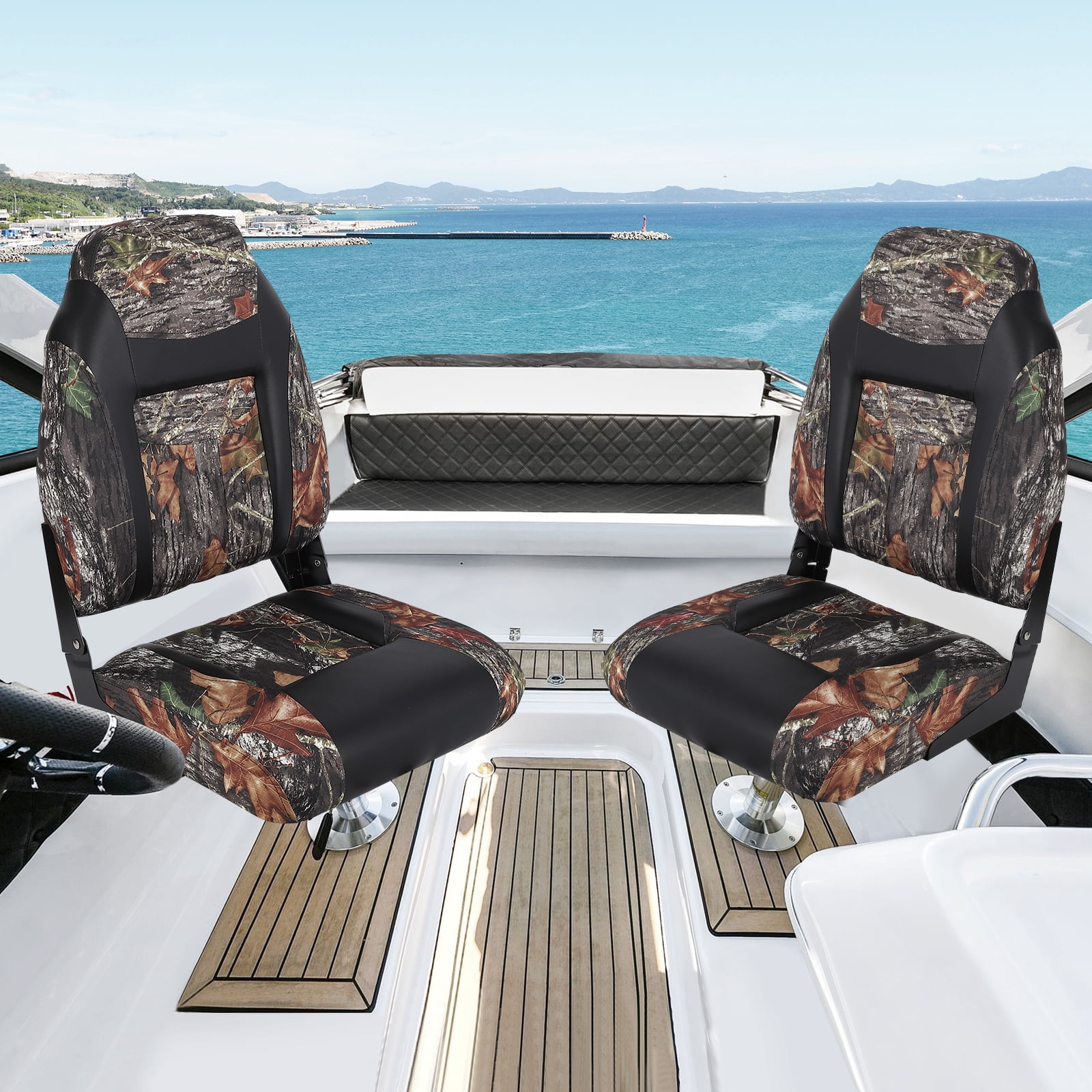 Mescukay 2 Pack High Back Folding Boat Seats - Elastic Cushion Boat Chair, Waterproof Fishing for Bass Tracker for Sightseeing Chair, Speedboat