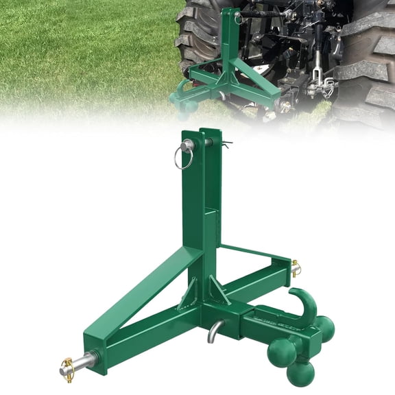 Mescukay 3 Point Quick Hitch with 2" Receiver & 4-Way Ball Mount for Category 1 Tractor, 10000 lbs Capacity 3 Point Trailer Hitch for Implements/Trailers