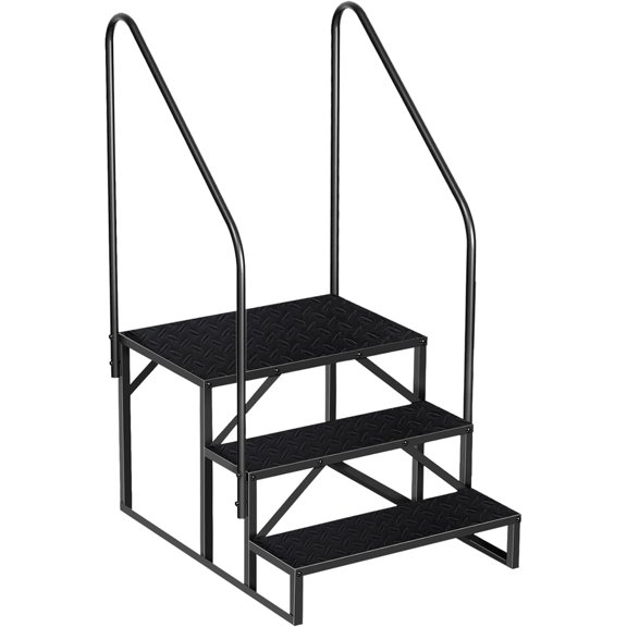 Mescukay 3 Step RV Steps with Double Handrail, Hot Tub Steps, Portable Pool Ladder, 660 lbs Load Capacity RV Stairs for Camper, Hot Tub, Porch, SPA, Pool, Mobile Home