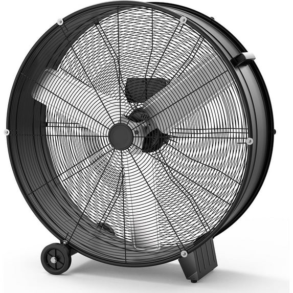 Mescukay 30 inch Industrial Drum Fan, 330W High Velocity Floor Fan, 3 Speed Heavy Duty Metal Fan with Casters Handle, Powerful Motor Air Circulator for Warehouse, Factory, Garage, Patio, Basement