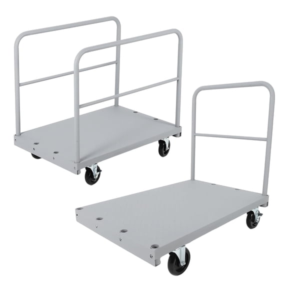 Mescukay 36" x 24" Steel Panel Truck Cart, 2 in 1 Industrial Grade Platform Truck with 2200 LBS Capacity, Heavy Duty Drywall Dolly with 2 Removable Side Handrails & Swivel Wheels
