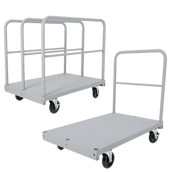 Mescukay 36x24 inch Steel Panel Truck Cart, 2 in 1 Industrial Grade Platform Truck with 2200 LBS Capacity, Heavy Duty Drywall Dolly with 3 Removable Side Handrails & Swivel Wheels