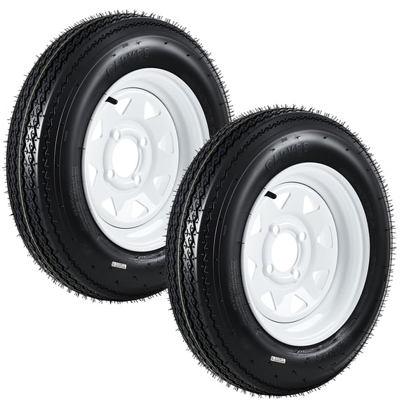 Mescukay 4.80-12 480-12 480X12 Trailer Tire with Rims, Heavy-Duty Load Range C 6PR, 4 Lug White Modular Wheel, 12" Tires for Utility Boat Camper Trailers, Set of 2
