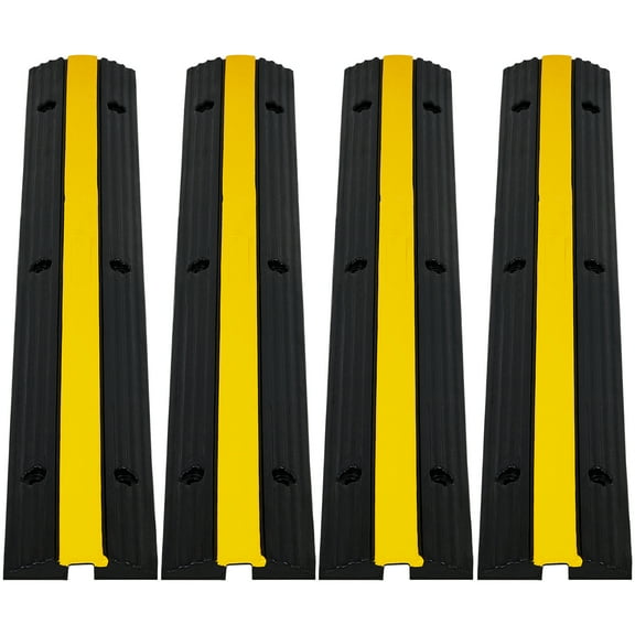 Mescukay 4 Pack of 1 Channel Cable Protector Ramp, Rubber Cable Ramp with 22046 lbs Load Capacity, Heavy Duty Floor Wire Cord Cover, Driveway Traffic Speed Bump for Asphalt Concrete Gravel