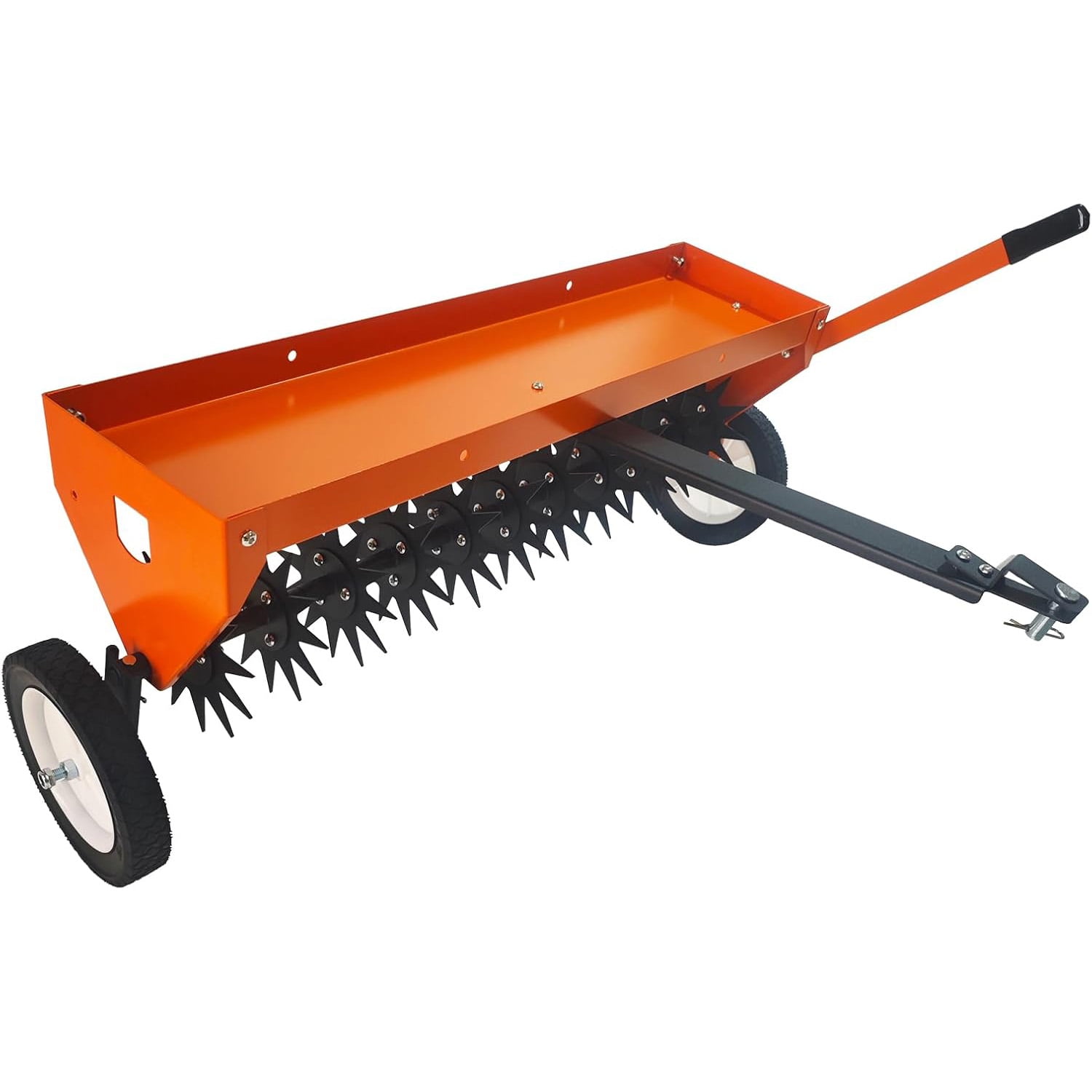 Mescukay 40" Tow Behind Aerator, Aerator Lawn Tool with Universal Hitch, Adjustable Handle, Transport Wheels, Lawn Aerator Fits Tractors for Garden, Farm and Lawn