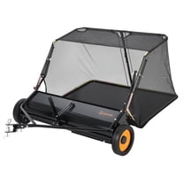 Mescukay 44" Tow Behind Lawn Sweeper, 25 Cu.ft Pull Behind Leaf & Grass Collector, Heavy Duty Garden Sweeper, Adjustable Height Yard Tractor Attachment for Lawn, Farm, Garden