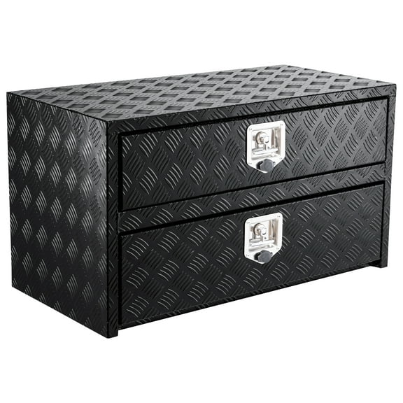 Mescukay 48" Aluminum Truck Tool Box with Drawer, 2-Tier Organizer Design Toolbox with Lock & Keys, Waterproof Underbody Toolbox for Pickup, Truck Bed, RV, Trailer