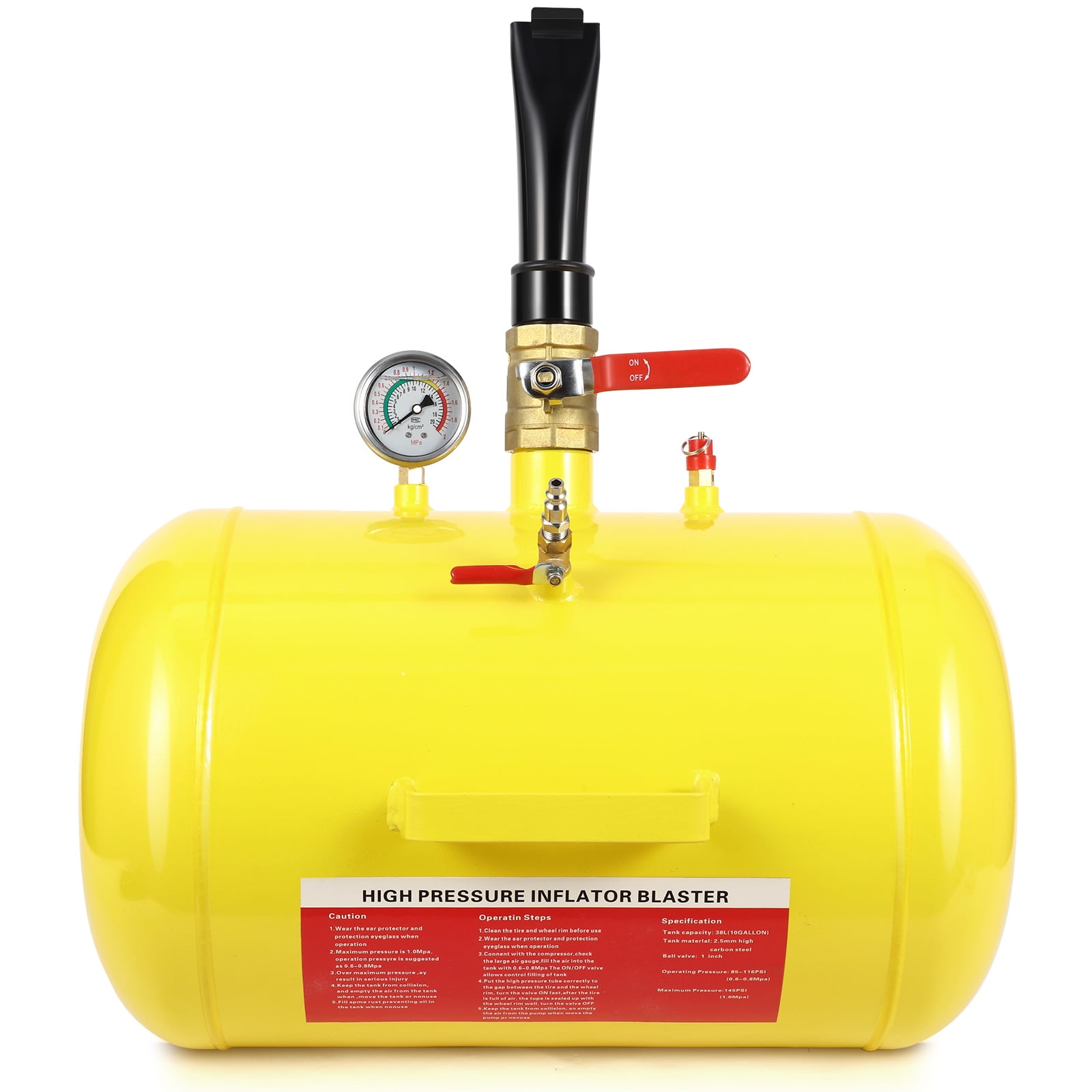 Mescukay 5 Gallon Air Tire Bead Seater, Tire Bead Blaster Seating Inflator Tank with Pressure Gauge & Sturdy Handle, 145 PSI Heavy Duty Wheel Blaster Tool for Car Truck ATV, Yellow