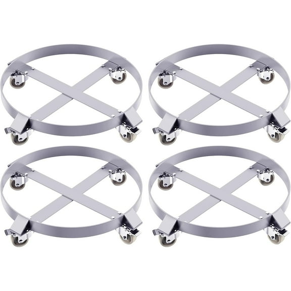 Mescukay 55 Gallon Drum Dolly, Heavy-Duty Steel, 1000lbs Barrel Dolly Cart Drum Caddy, with Steel Frame 4 Swivel Casters Wheel, for Warehouse Drum Handling