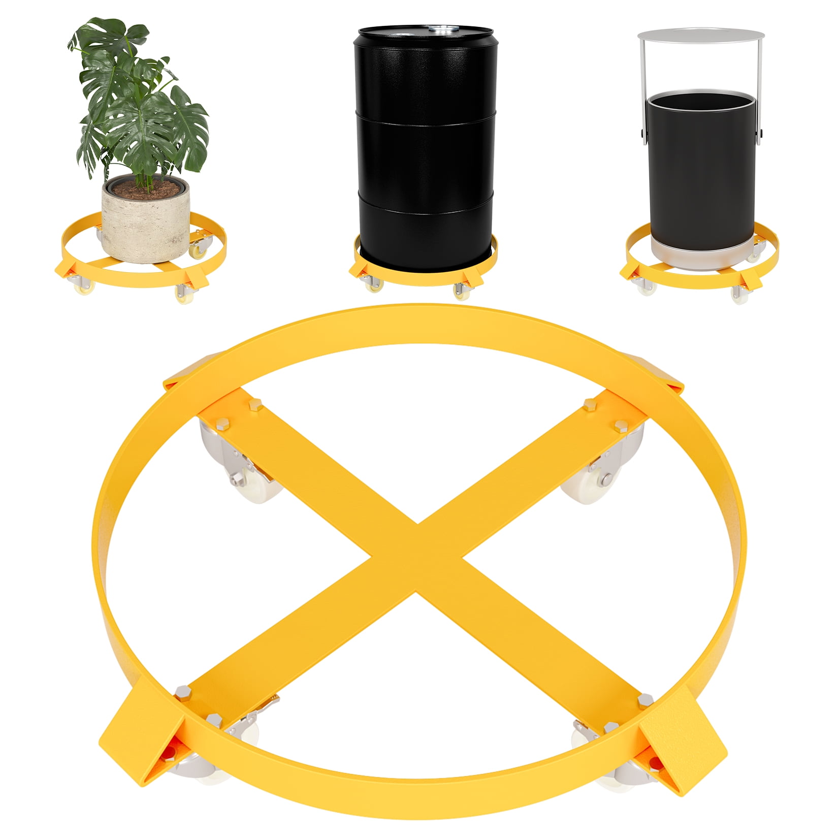 Mescukay 55 Gallon Steel Drum Dolly, Heavy Duty 1000lbs Load Capacity, Barrel Dolly Cart Drum Caddy, Hand Truck Dollies with Steel Frame 4 Swivel Casters Wheel, for Warehouse Drum