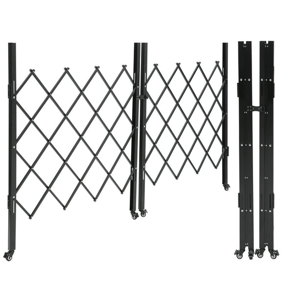 Mescukay 61" H x 122" W Folding Security Gate, Folding Door Gate with Padlock, Steel Accordion Security Gate, Flexible Expanding Security Gate, 360° Rolling Barricade Gate, Scissor Gate/Door