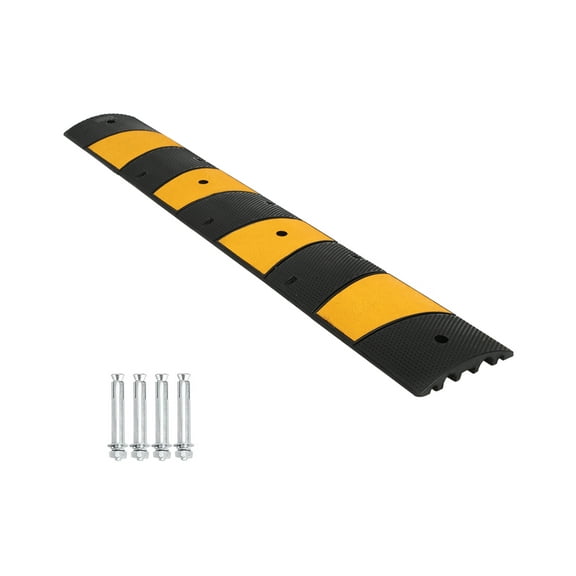 Mescukay 72-inch Rubber Speed Bump, 6 FT Heavy Duty 22000 lbs Load Capacity Traffic Rubber Speed Humps, 2 Channel Cable Protector Ramp for Asphalt Concrete Gravel Driveway Road