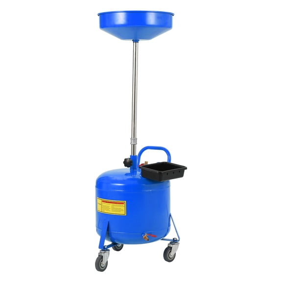 Mescukay 8 Gallon Waste Oil Drain Tank, Portable Oil Drain Container, Air Operated Drainage Fluid Fuel Transfer Drainage with Adjustable Funnel Height 28"-62", 360° Wheels & Toolbox