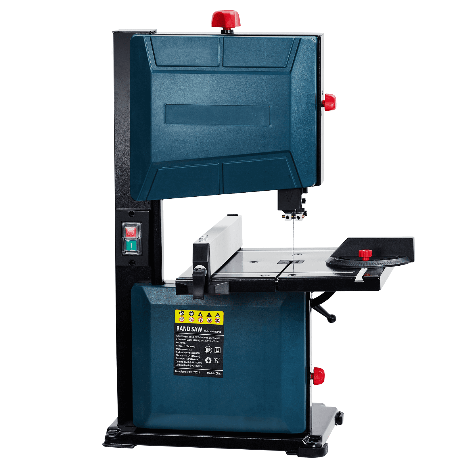 Mescukay 8 inch Band Saw, 3A & 1800RPM Pure Copper Motor Bandsaw, 0-45 Tilting Range, for Woodworking Aluminum, Benchtop Band Saw with Fence and Miter Gauge