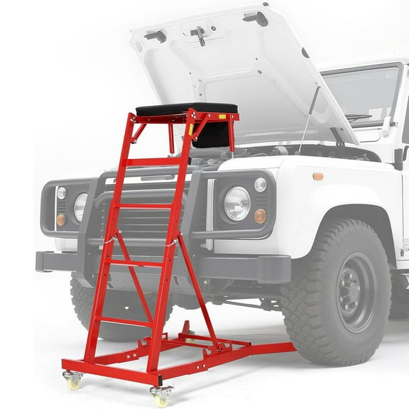 Mescukay Automotive Creeper, 400 LBS Capacity Adjustable Height 49.2"-68.9" Car Creeper with Locking Wheels & Tool Pouch, High Top Mechanic Creeper for Trucks, Garage Repair