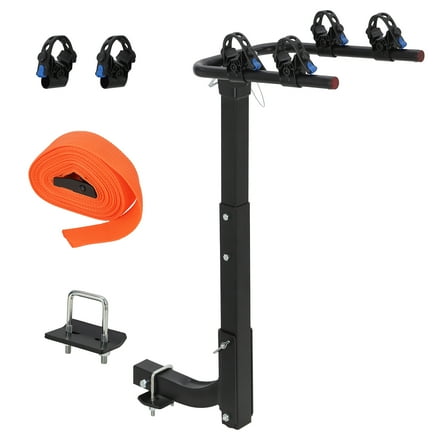 Mescukay Bike Rack Hitch Mount for Cars, Folding 2 Bikes Bicycle Car Racks with Hitch Tightener and Strap, Bike Carrier Rack Hitch for SUV