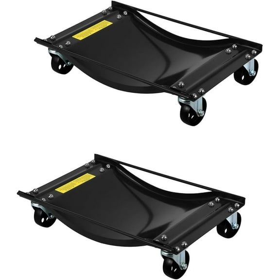Mescukay Car Dolly Set of 2-5000LBS Capacity Heavy Duty Wheel Dollies for Moving Cars, 3.5" Steel Casters, Anti-Slip Rails, Alloy Steel, 24" x 15"