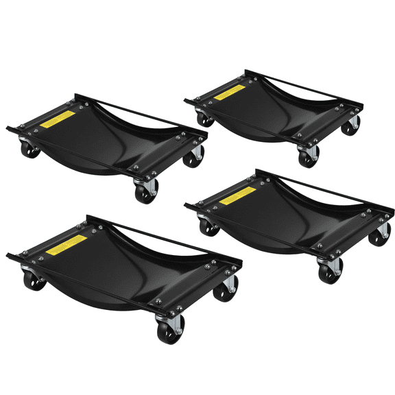 Mescukay Car Dolly Set of 4-10000LBS Capacity Heavy Duty Wheel Dollies for Moving Cars, 3.5" Steel Casters, Anti-Slip Rails, Alloy Steel (24x15in)