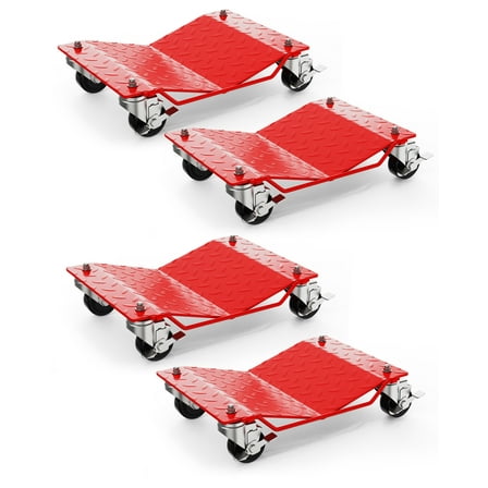 Mescukay Car Wheel Dolly Set of 4, 6000 LBS Capacity Heavy Duty Vehicle Mover Dolly with Brakes for Moving Cars, Trucks, Trailers and Motorcycles
