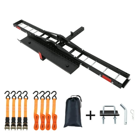 Mescukay Dirt Bike Receiver Hitch Carrier, Motorcycle Hitch Carrier with Ramp, 500 LBS Capacity Bicycle Carrier Hitch for Truck,SUV, Car, Tires Up to 5.5"W, 2" Receive