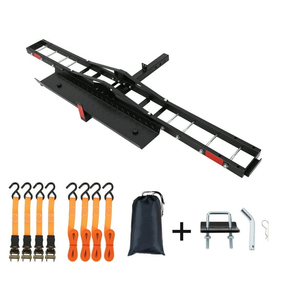 Mescukay Dirt Bike Receiver Hitch Carrier, Motorcycle Hitch Carrier with Ramp, 500 LBS Capacity Bicycle Carrier Hitch for Truck,SUV, Car, Tires Up to 5.5"W, 2" Receive