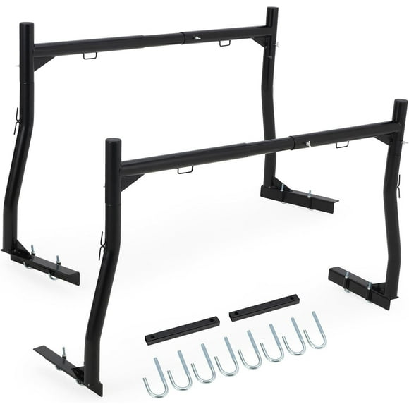 Mescukay Extendable Steel Truck Ladder Rack, 800 lbs Capacity, 51"-71" Width Adjustable, Non-Drilling Heavy Duty Pick-Up Truck Bed Rack for Kayak, Surfboard, Lumber, Ladder