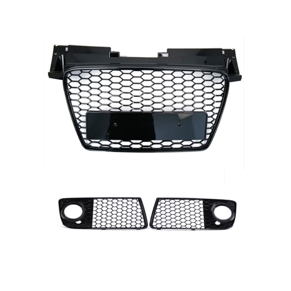 Mescukay For Audi TT S-Line 2007-2014 RS Style Gloss Front Bumper Grille Fog Light Grille