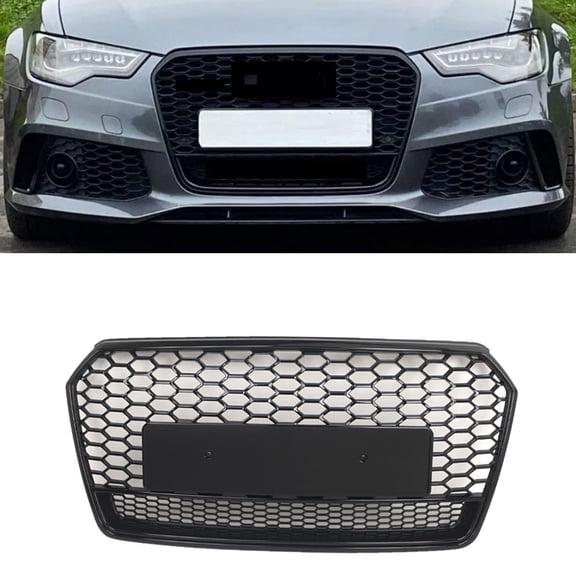 Mescukay Front Bumper Upper Grille for A72016-2018, Honeycomb Mesh Grille Grill Cover Radiator Protector 4G8853651G Replacement Automobile Exterior Accessories