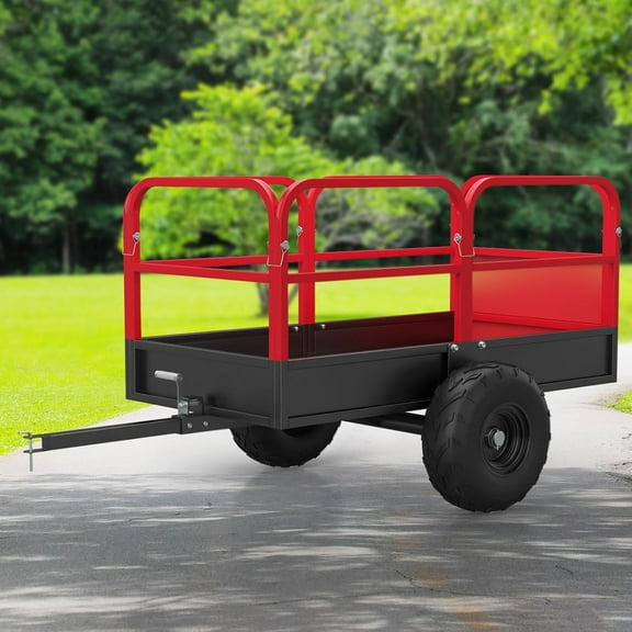 Mescukay Heavy Duty ATV Trailer, 17 Cubic Feet Lawn Mower Trailer, Yard Garden Trailer with Removable Sides, ATV Dump Trailers Pull Behind for Lawn Mower Tractor, 1700lbs
