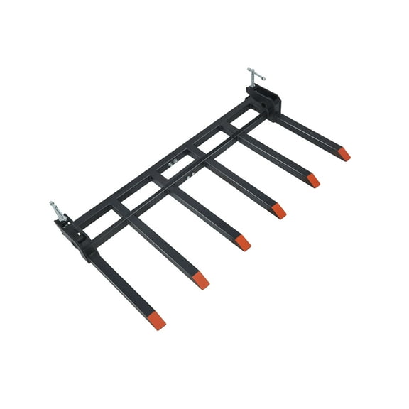 Mescukay Heavy Duty Clamp On Debris Forks for 60" Tractor Bucket, 4400 LBS Capacity, Quick Attach 6 Tines Pallet Forks, Rust Resistant for Farm, Warehouse, Black