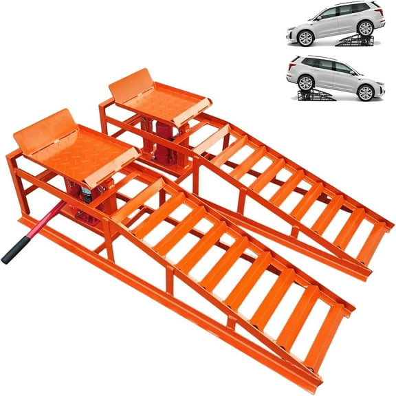 Mescukay Hydraulic Car Ramps Set of 2, 5 Ton Car Ramp High Lift Hydraulic Ramps for Oil Changes, Automotive, Truck, Vehicle Lift Ramp for Home Garages, DIY & Auto Shops