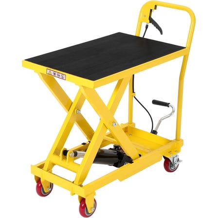 Mescukay Hydraulic Lift Table Cart, 1100 LBS Capacity, 10"-35.4" Lifting Height, Single Scissor Platform Lift Cart with Wheels, Heavy Duty Lifting Table for Warehouse Garage