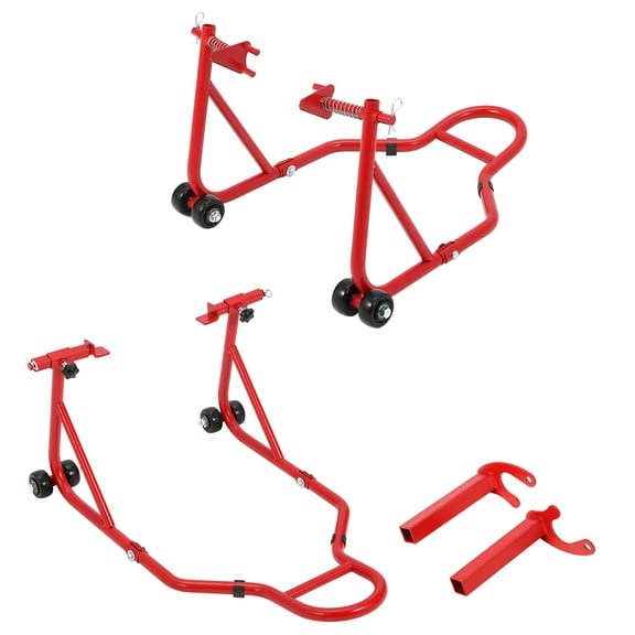 Mescukay Motorcycle Stand Lift, 850lbs Front Rear Stand Lift Stand, Universal Paddock Lift Stand, Front Wheel Fork Stand, Rear U+L Fork Swingarm Spool Stand, for Parking, Maintenance, Cleaning
