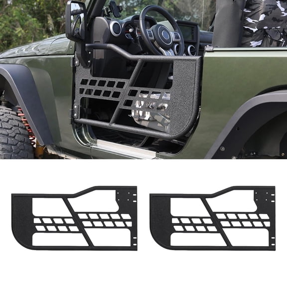 Mescukay Off-Road Tubular Doors Compatible with Wrangler JK 2007-2018 (2-Door Only) - Set of 2 Half Tube Doors for Offroad Trail Adventure