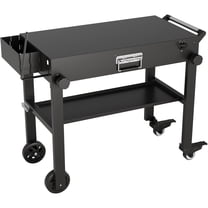 Mescukay Outdoor Folding Dining Cart, Portable Grill Table with Folding Side Table, Wheels, Removable Tray, and Easy Assembly