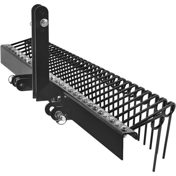 Mescukay Pine Straw Rake 72", 30 Coil Spring Tines Durable Powder Coated Steel Tow Behind Landscape Rake with 3 Point Hitch Receiver Attachment Fit to Cat 0 Cat 1 Tractors