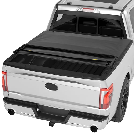 Mescukay Quad Fold Soft Folding Truck Bed Tonneau Cover Compatible for Ford F150 2009-2014, 4 Folding Bed Cover for Ford F-150, 5.5ft/67 inch Bed Fleetside