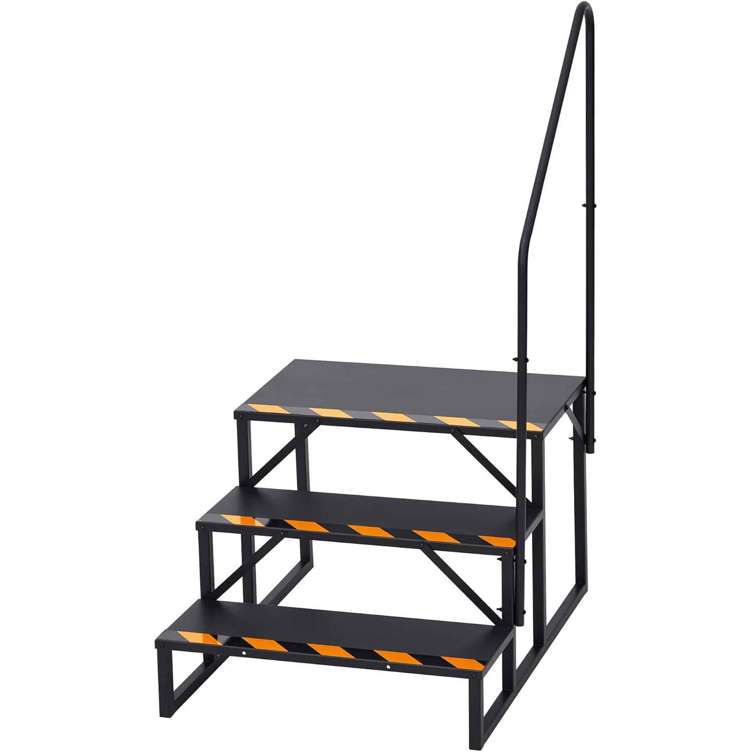Mescukay RV Steps with Handrail, 3-Tier RV Stairs, Heavy-Duty Steel ...