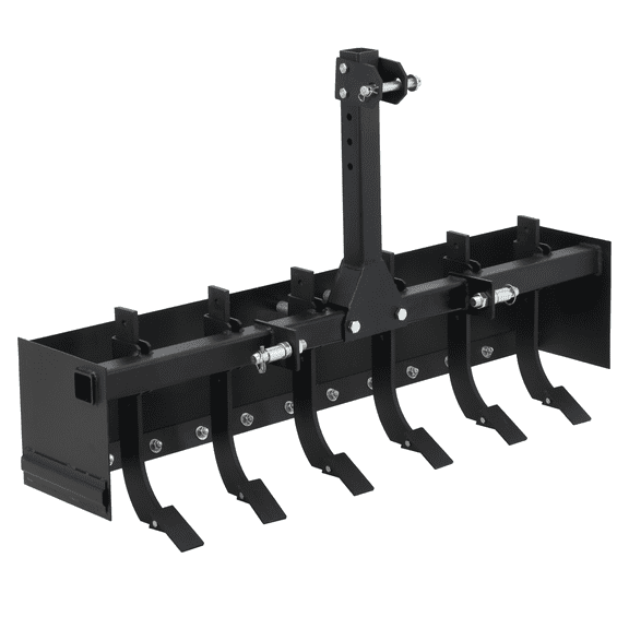 Mescukay Tow Behind Box Scraper, 55" 3-Point Quick Hitch Box Scraper Fit Cat 1, Heavy Duty Box Blade Lawn Tractor Attachments for Leveling, Grading, Landscaping