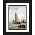 thumbnail image 1 of Mesdag, Hendrik Willem 25x32 Black Ornate Wood Framed with Double Matting Museum Art Print Titled - Fisherman On The Beach, 1 of 4