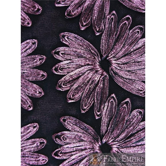 Mesh Acrylic Floral Gerbera Fabric PINK (Sold By The Yard)