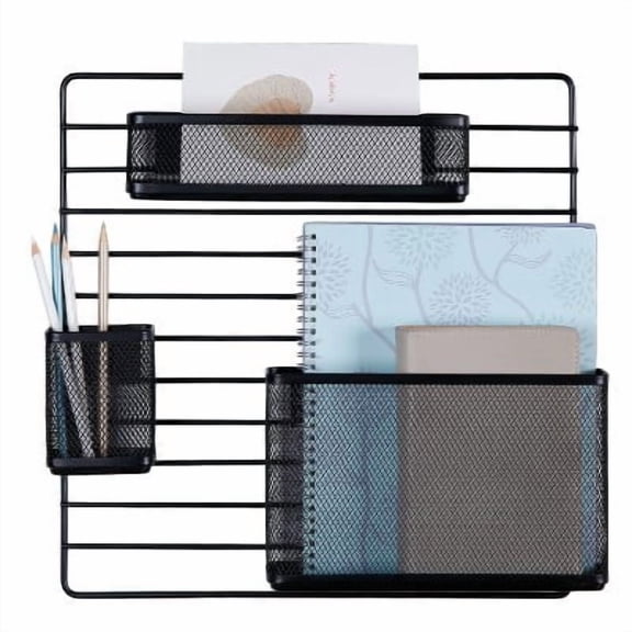 Mesh Additional Wall Organization Tools - Steel Desk & Office Wall Organizer Set, Black, 4 Pieces