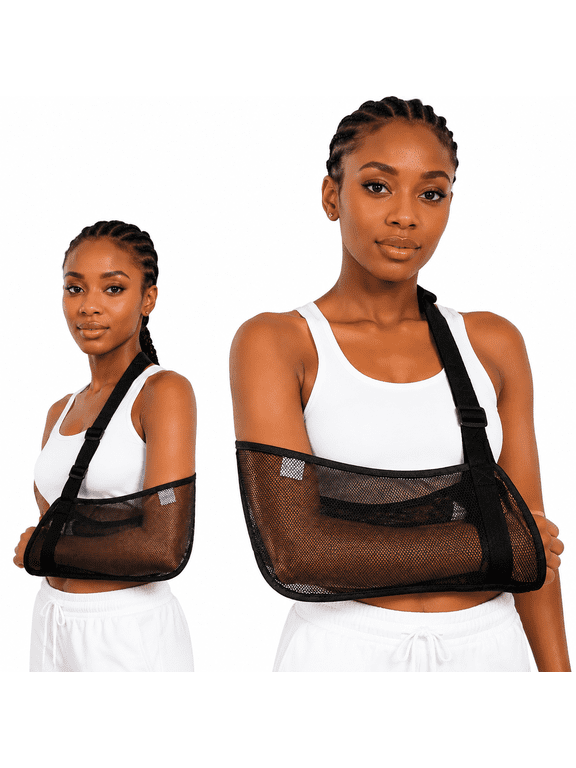 Genreen Mesh Arm Shoulder Sling -Shoulder Immobilizer for Torn Rotator Cuff & Surgery Recovery | Breathable, Shower-Safe Arm Brace Stabilizes Elbow/Wrist | Unisex (Black)