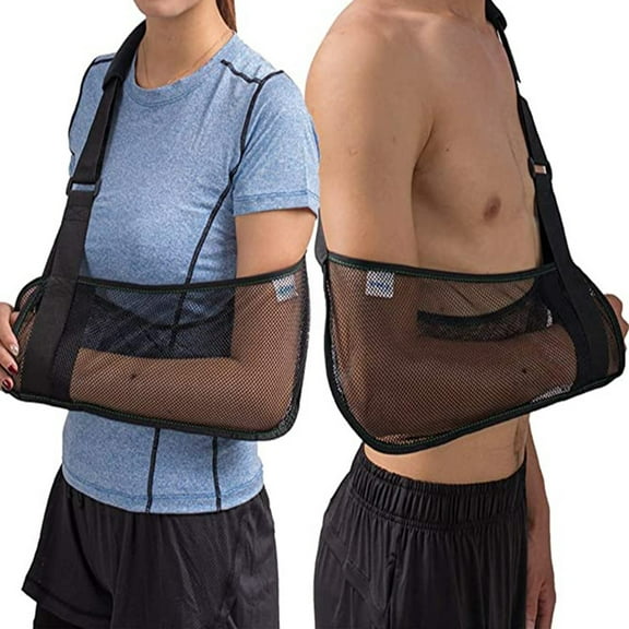 Mesh Arm Shoulder Sling Medical Shoulder Immobilizer for Shoulder Injury Torn Rotator Cuff, Breathable Arm Brace for Shower, Right Left Arm Stabilizes Elbow Arm Wrist Injury for Men Women (Black)